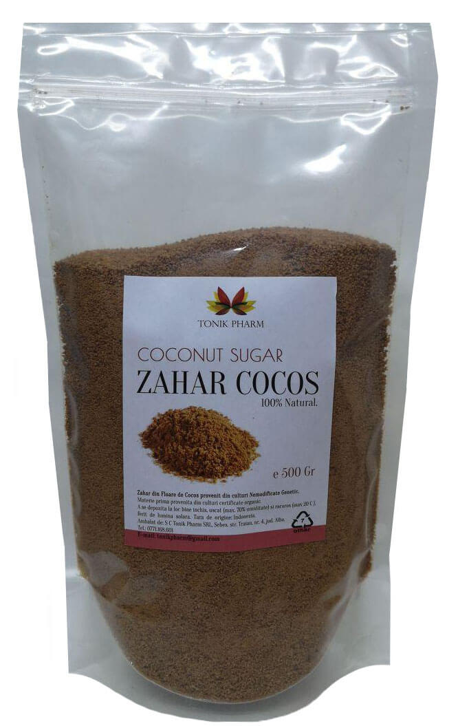 Zahar din Floare de Cocos 500gr Tonik Pharm